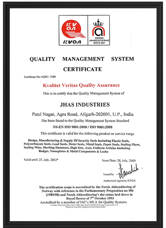 ISO 90012008 Certifcate