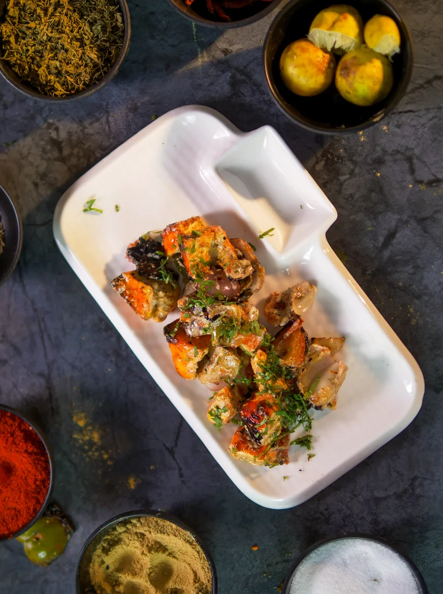 Pure veg chaap platter with capsicum and onion